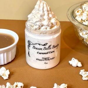 FALL SCENT Caramel Corn Organic Whipped Shea Body Butter Natural Moisturizing Skincare Products , Heals Dry Chapped Skin, Beauty Gift