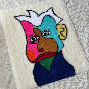 Vloerkleed – WEIRD FACES NO.4 /Tapijt/ Handgemaakt/ Tuften/ Uniek