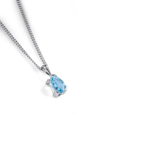 PENDANT | Drop Blue Topaz & Chain – Gemstone Pendant | Minimalist Chain | Gift | December Birthstone | Sagittarius