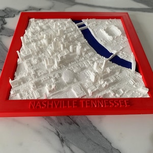 Mapa de la ciudad de Nashville en 3D / Decoración única para el hogar, regalo para los amantes de Nashville, arte topográfico detallado, arte de pared personalizado