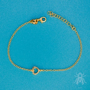 18ct Gold Vermeil Heart Chain Bracelet |Silver Heart Bracelet for anniversary | 18ct Gold Bracelet for Birthday | Heart Bracelet for Women