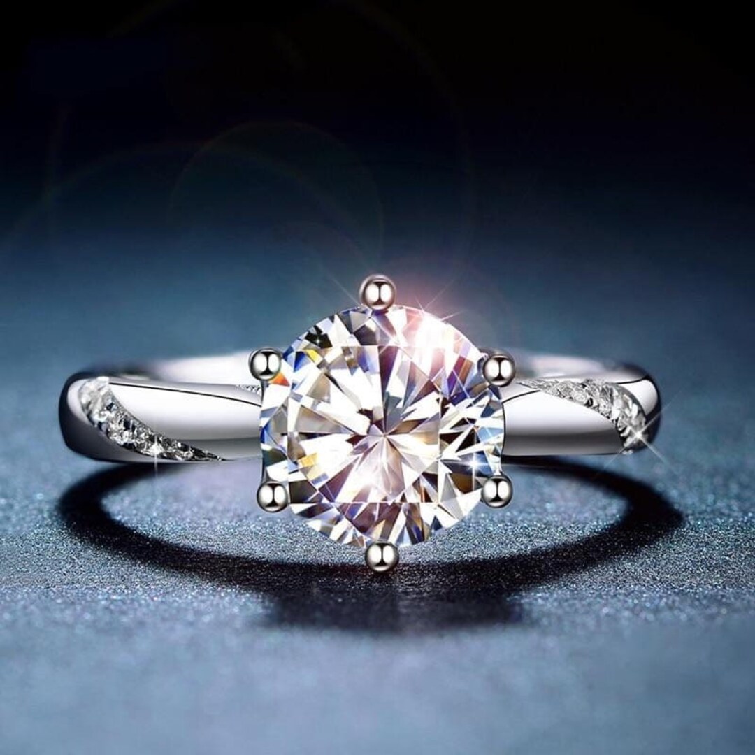 Vintage Royal Style 925 Sterling Silver Solitaire Lab CZ Diamond ...