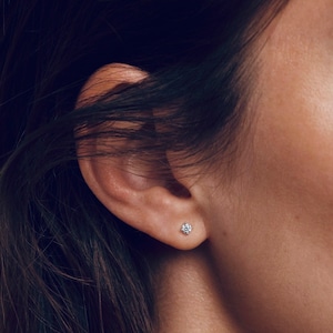 Luxury 0.50 TCW Round Diamond Push back Stud Earrings 14K Gold 0.25 CT each Diamond Stud 18K Gold Lab Diamond Studs Pair Unisex His Her Gift