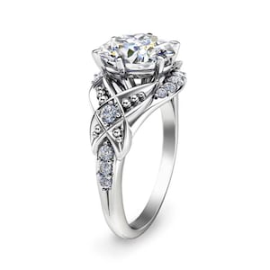 Luxury Vintage Style 925 Sterling Silver CZ Diamond Engagement Ring Handcrafted Wedding Anniversary Promise Commitment Ring Gift for Women