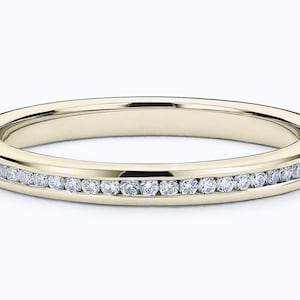 14K Gold Half Eternity Band Diamond Wedding Ring 1.40mm Round Lab Diamond Anniversary Ring 18K Statement Stacking Women Bridal Ring Her Gift