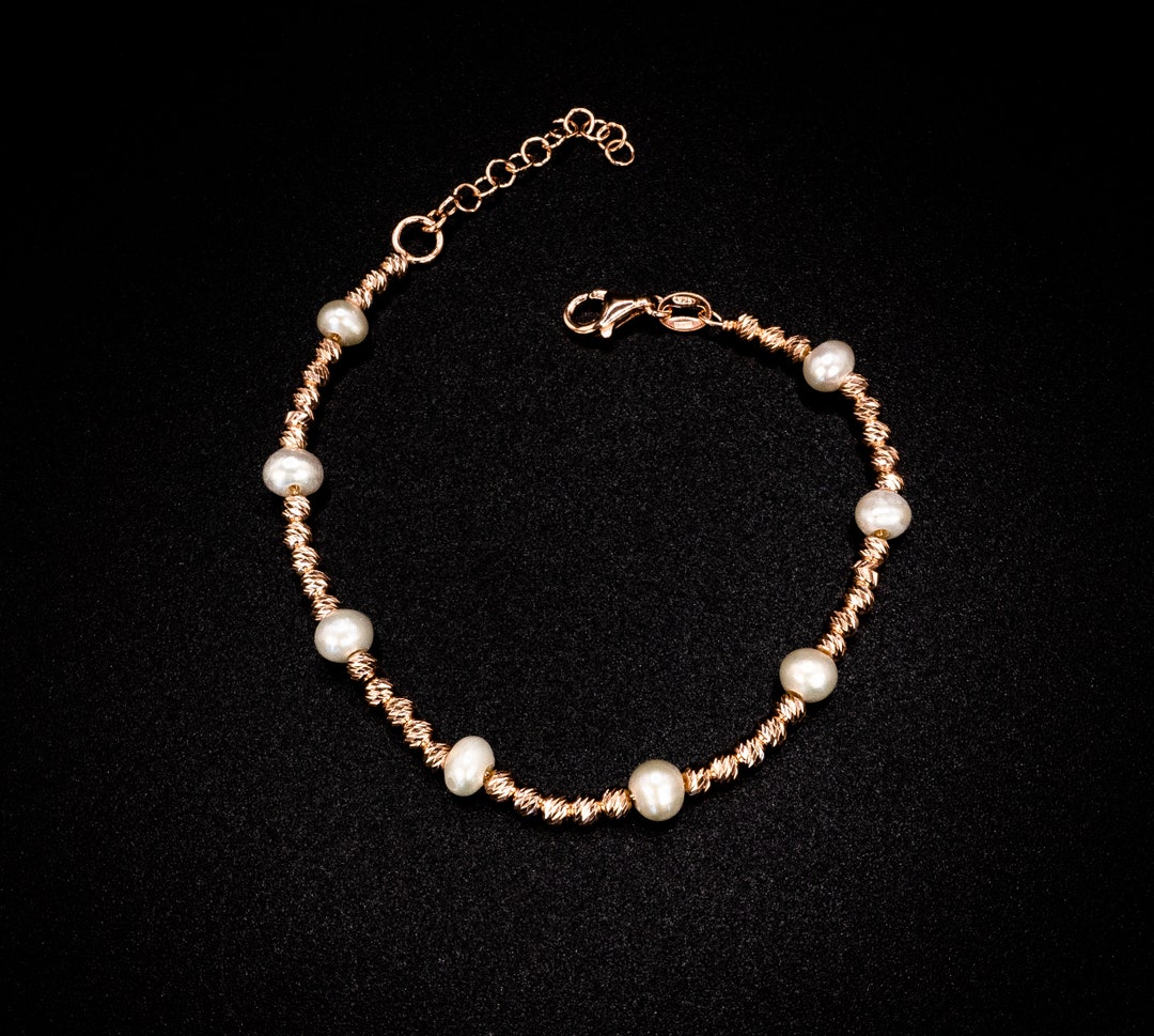 18ct Rose Gold Beaded Bracelet Bracelet for Women Gold Etsy Australia