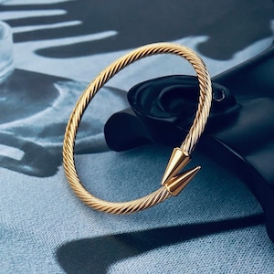 Elegant & Classic 14K Solid Yellow White or Rose Gold 4mm Wide Twisted Cable Cuff Bangle 18K Men Cuff Bracelet 10K Gold Unisex Cuff His Gift