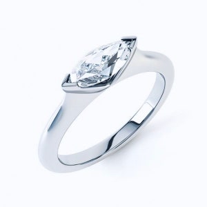 18K Gold Diamond Engagement Solitaire Ring,0.85ct. Marquise Brilliant cut Lab Diamond Vintage Royal Wedding Anniversary Statement Bride Ring