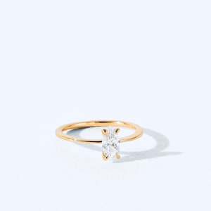 18K Rose Gold 0.35 CT Solitaire Diamond Ring 7x3.5 mm Marquise Brilliant cut Lab Diamond Wedding Ring Anniversary Statement Ring Bride Gifts