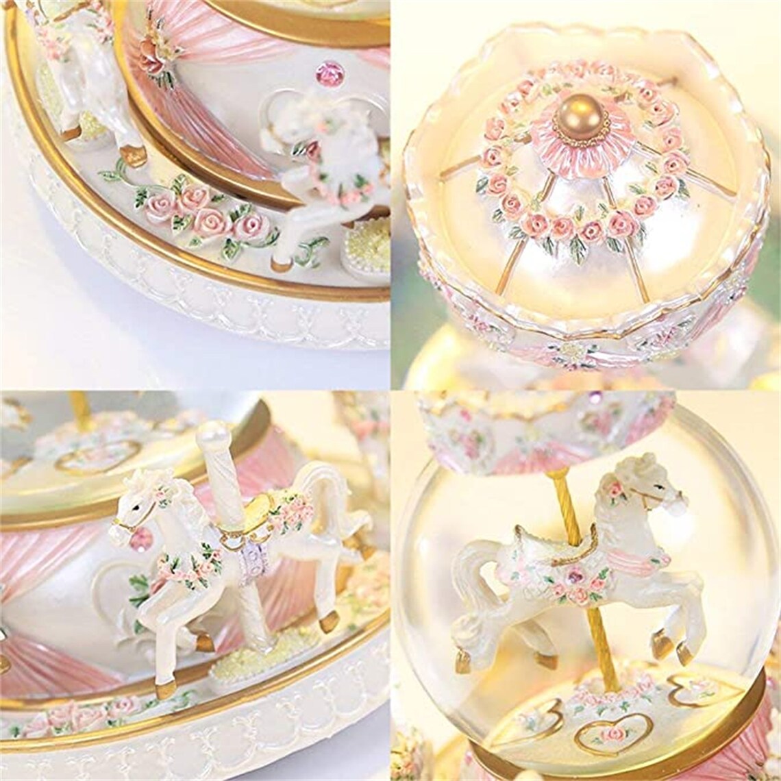 Music Box Unicorn Snow Globe Clockwork Carousel Music Box With Etsy