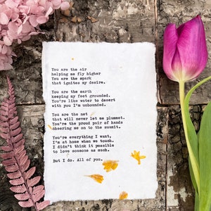 Liebesgedicht "Du bist die Luft" | Handgeschriebenes Liebesgedicht für eine besondere Person in Deinem Leben | Maschinengeschriebenes Gedicht | Liebesbrief | Jubiläum Gedicht