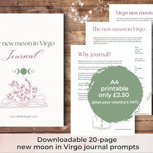 New moon in Virgo journal prompts | New Moon workbook printable A4 PDF | Journaling prompts | Journal pages | New Moon Journal