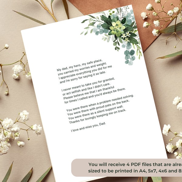 Dad bereavement poem downloadable poem print |  Dad funeral poem | Instant download Dad poem | Heavenly Dad quote | In memory of Dad poem