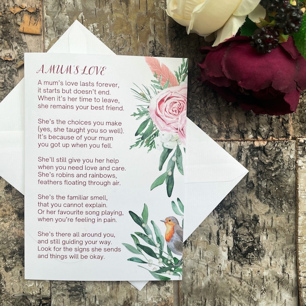 A mum's love sympathy card | Loss of mum card | Mum grief poem | Mom loss poem | Loss of mum poem | Mum sympathy card | Mum condolence card