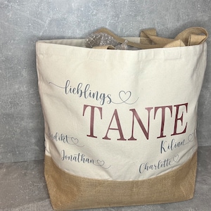 Personalisierte Tasche,Jute Shopper für die Patentante,Oma,Opa,Mama,Papa,Tante,Onkel,Geschenkidee, Markttasche, Einkaufstasche, Jutetasche Bild 2