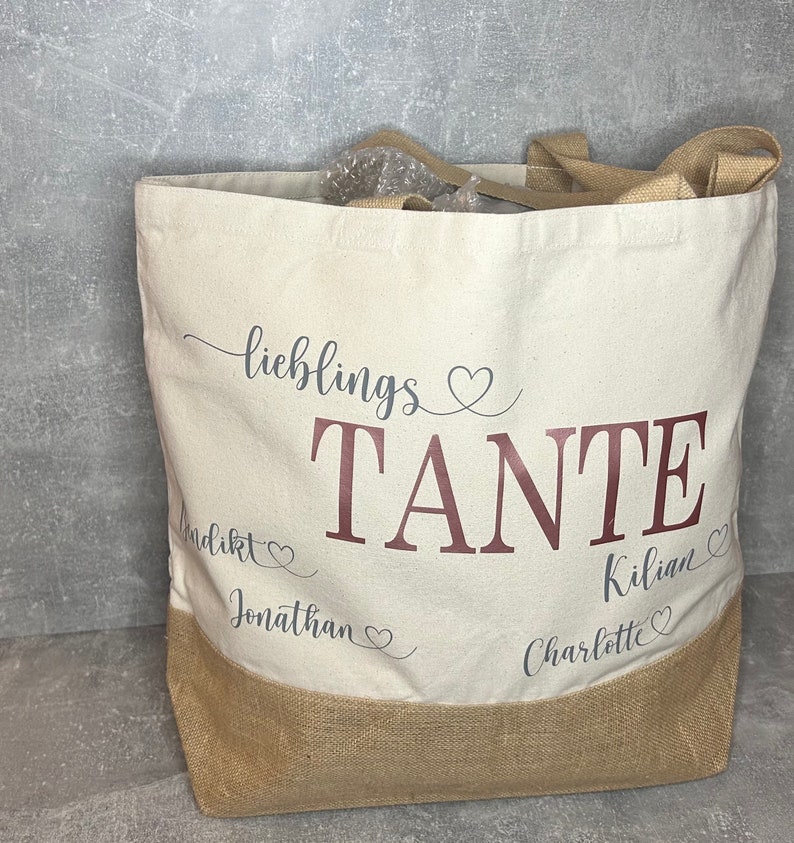 Personalisierte Tasche,Jute Shopper für die Patentante,Oma,Opa,Mama,Papa,Tante,Onkel,Geschenkidee, Markttasche, Einkaufstasche, Jutetasche Bild 2