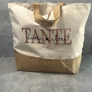 Personalisierte Tasche,Jute Shopper für die Patentante,Oma,Opa,Mama,Papa,Tante,Onkel,Geschenkidee, Markttasche, Einkaufstasche, Jutetasche Bild 4