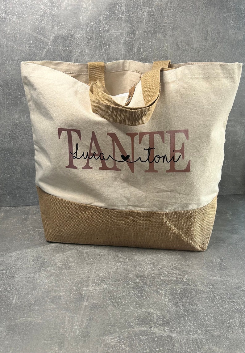 Personalisierte Tasche,Jute Shopper für die Patentante,Oma,Opa,Mama,Papa,Tante,Onkel,Geschenkidee, Markttasche, Einkaufstasche, Jutetasche Bild 4