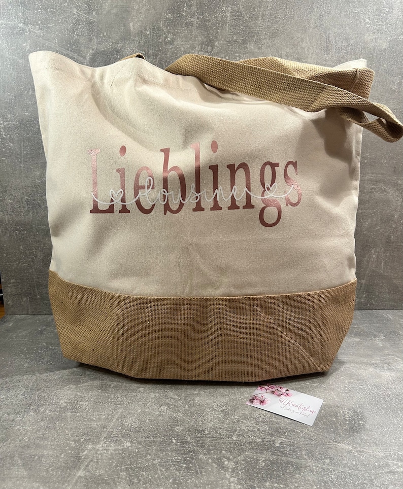 Personalisierte Tasche,Jute Shopper für die Patentante,Oma,Opa,Mama,Papa,Tante,Onkel,Geschenkidee, Markttasche, Einkaufstasche, Jutetasche Bild 6