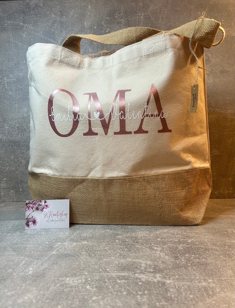 Personalisierte Tasche,Jute Shopper für die Patentante,Oma,Opa,Mama,Papa,Tante,Onkel,Geschenkidee, Markttasche, Einkaufstasche, Jutetasche Bild 3