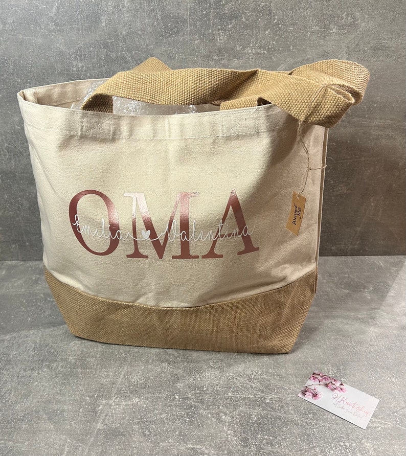 Personalisierte Tasche,Jute Shopper für die Patentante,Oma,Opa,Mama,Papa,Tante,Onkel,Geschenkidee, Markttasche, Einkaufstasche, Jutetasche Bild 5