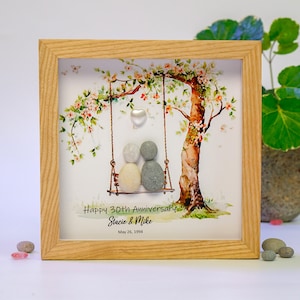 Personalized 30th Anniversary Gift for Husband, Pearl Anniversary Pebble Art, Wedding Anniversary for Couples, Happy 30 Year of Marriage