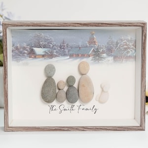 Customized Family Pebble Frame, New House Gift, Best Home Gift, Grandma Gift, Mom Gift, Adoption Gift, Custom Family Portrait With Pet Gift