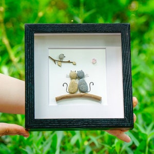 Cornice commemorativa a forma di gatto, realizzata a mano e personalizzata, per lutto familiare, ricordo della perdita di un animale domestico, regalo di condoglianze.