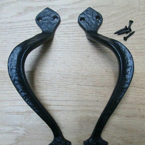 PAIR OF cast iron door pull handles rustic vintage old country cottage Handles decorative ornate pull handles