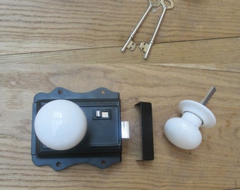 WIT DUIDELIJK KERAMIEK vintage Victoriaans oud Engels retro stijl deurrandslot klink knop deurkrukken set traditioneel periode huis