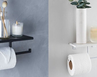 MODERN SLEEK BATHROOM Shelf and double toilet roll holder White marble effect slate wc loo Lavatory toilet roll holder