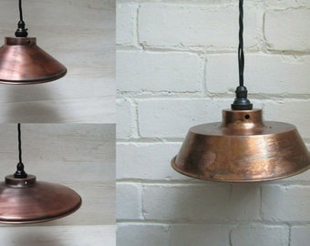 HANDMADE ANTIQUE COPPER Industrial Vintage rustic Retro Old Style factory ceiling pendant Lampshade light Shade