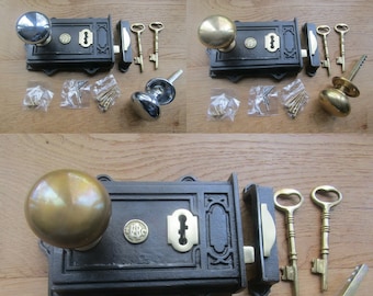 Gjutjärn rustik vintage viktoriansk gammal engelsk stil dörrkant lås spärrkant dörrhandtag set period hem