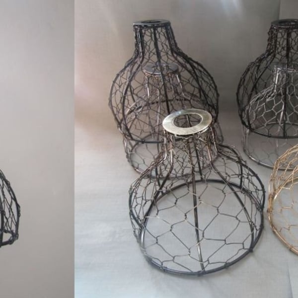HANDMADE  Wire lampshade industrial rustic Vintage Retro Old ceiling pendant light Shade in 6 colours