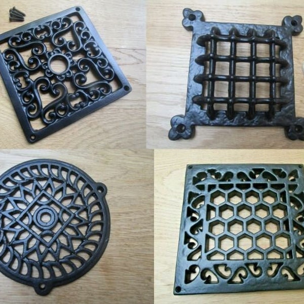 Rustic vintage old cast iron antique style Ventilation Grille Wall Air Vent repair plate cover Ornate decorative period home