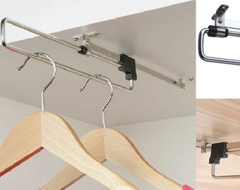 Pull slide Out Retractable Wardrobe Clothes Hanging Rail rack Bedroom  storage adjustable rail organiser trousers tie scarf etc