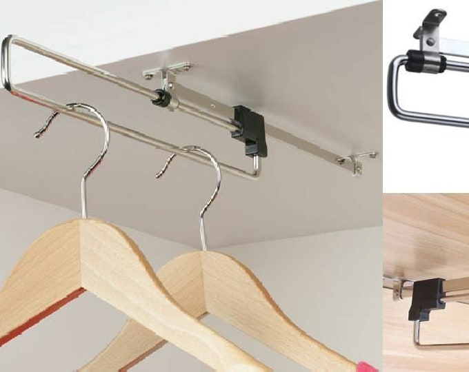 Pull slide Out Retractable Wardrobe Clothes Hanging Rail rack Bedroom storage adjustable rail organiser trousers tie scarf etc