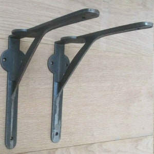 PAIR of cast iron Scaffold vintage old rustic Industrial steampunk wall shelf support brackets Shelving bracket