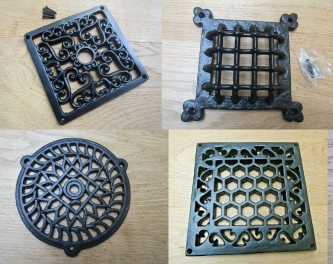 Rustic vintage old cast iron antique style Ventilation Grille Wall Air Vent repair plate cover Ornate decorative period home