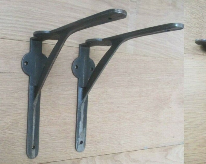 PAIR of cast iron Scaffold vintage old rustic Industrial steampunk wall shelf support brackets Shelving bracket