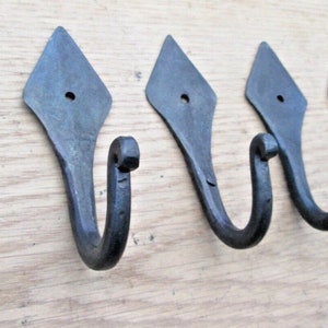 Rustic iron coat hook Handforged blacksmith traditional retro vintage old victorian hanging utility hooks Black wax