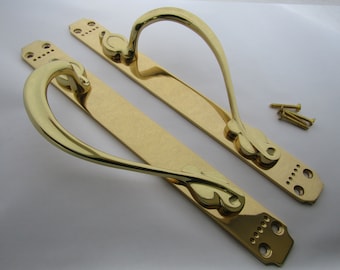 PAIR of Large BALMORAL PULL Handle On Plate Solid brass Ornate victorian Vintage retro pub café hotel traditional door handle Brass