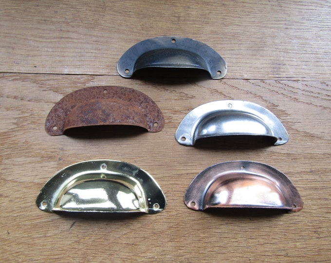 Rustic steel cup shell handle vintage rustic cupboard cabinet drawer wardrobe kitchen furniture shell cup pull handles