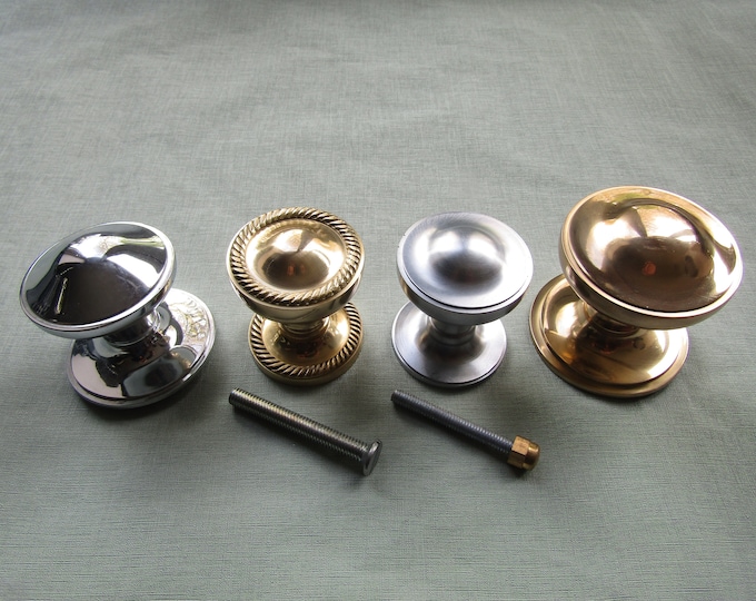 Solid Brass centre door knob pull handle on rose center door knob round old victorian/Georgian patterns
