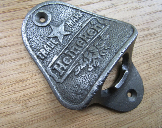 HEINEKEN DUTCH BEER Bottle Opener cast iron rustic vintage wall mounted beer soda bottle opener country kitchen bar farmhouse gift