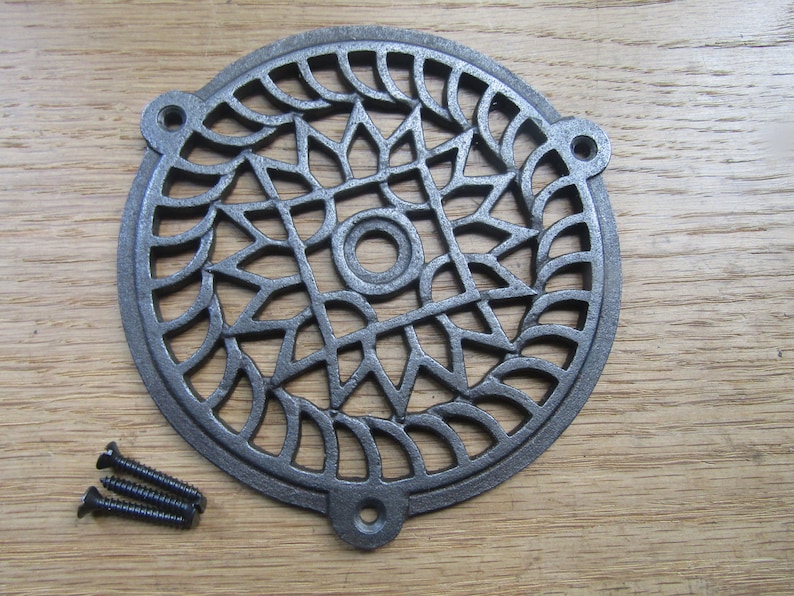 Rustic vintage old cast iron antique style Ventilation Grille Wall Air Vent repair plate cover Ornate decorative period home imagem 2