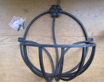 Hierro rústico forjado a mano Vintage Equine Hay Rack Feeder Country farm Cottage Garden Porch Planter NEGRO ANTIGUO
