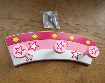 Children's Nursery bedroom hooks STARS Rail rack girls child's kids nursery school bedroom hanger hanging coat hooks