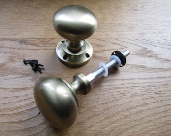 Antique brass Victorian door rim knobs Round ball vintage Victorian rustic old English style door rim knobs door handles period country home