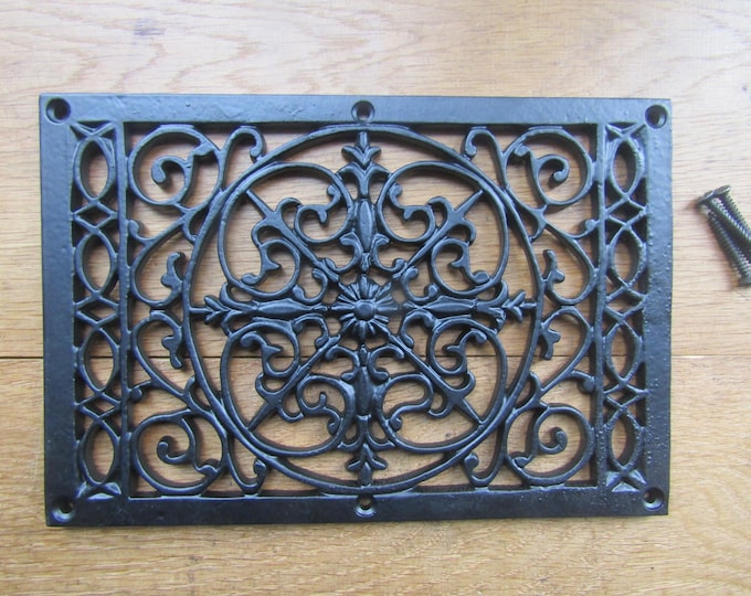 Rustic vintage old cast iron antique style Ventilation Grille Wall Air Vent repair plate cover Ornate decorative period home